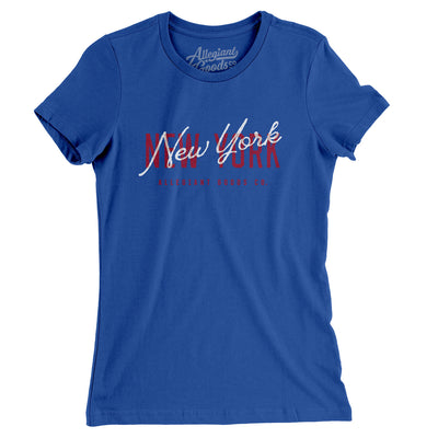 New York Overprint Women's T-Shirt-Royal-Allegiant Goods Co. Vintage Sports Apparel