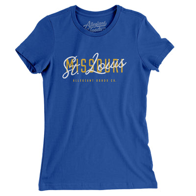 St Louis Overprint Women's T-Shirt-Royal-Allegiant Goods Co. Vintage Sports Apparel