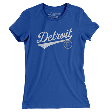 Detroit Vintage Script Women's T-Shirt-Royal-Allegiant Goods Co. Vintage Sports Apparel