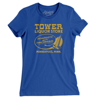 Tower Liquor Store Minneapolis Women's T-Shirt-Royal-Allegiant Goods Co. Vintage Sports Apparel