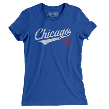Chicago Vintage Script Women's T-Shirt-Royal-Allegiant Goods Co. Vintage Sports Apparel