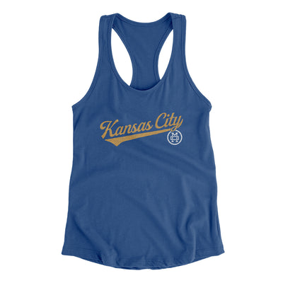 Kansas City Vintage Script Women's Racerback Tank-Royal-Allegiant Goods Co. Vintage Sports Apparel