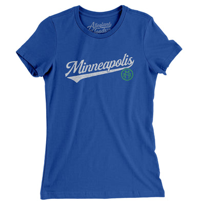 Minneapolis Vintage Script Women's T-Shirt-Royal-Allegiant Goods Co. Vintage Sports Apparel
