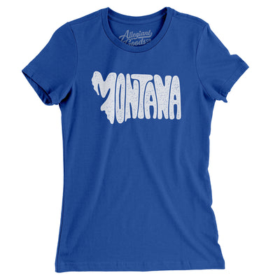 Montana State Shape Text Women's T-Shirt-Royal-Allegiant Goods Co. Vintage Sports Apparel