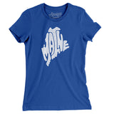 Maine State Shape Text Women's T-Shirt-Royal-Allegiant Goods Co. Vintage Sports Apparel