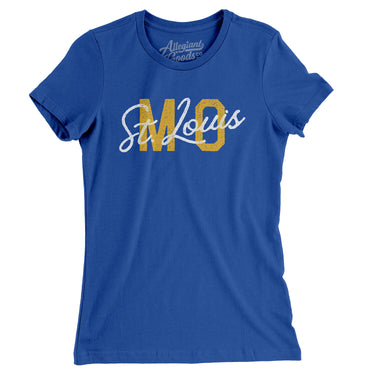 St. Louis Mo Overprinted Women's T-Shirt-Royal-Allegiant Goods Co. Vintage Sports Apparel