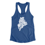Maine State Shape Text Women's Racerback Tank-Royal-Allegiant Goods Co. Vintage Sports Apparel