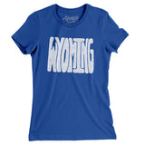 Wyoming State Shape Text Women's T-Shirt-Royal-Allegiant Goods Co. Vintage Sports Apparel