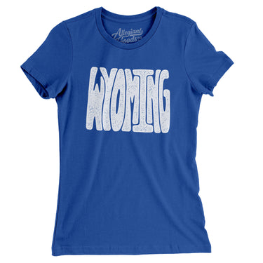 Wyoming State Shape Text Women's T-Shirt-Royal-Allegiant Goods Co. Vintage Sports Apparel