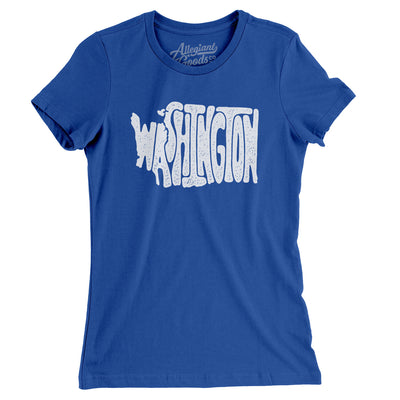 Washington State Shape Text Women's T-Shirt-Royal-Allegiant Goods Co. Vintage Sports Apparel