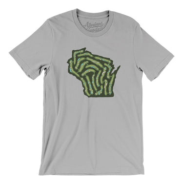 Wisconsin Golf Course Map Men/Unisex T-Shirt-Silver-Allegiant Goods Co. Vintage Sports Apparel