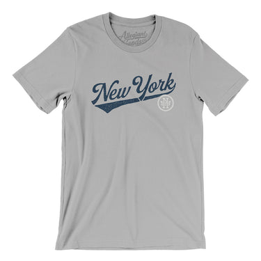 New York Vintage Script Men/Unisex T-Shirt-Silver-Allegiant Goods Co. Vintage Sports Apparel