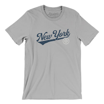 New York Vintage Script Men/Unisex T-Shirt-Silver-Allegiant Goods Co. Vintage Sports Apparel