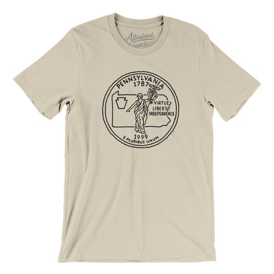 Pennsylvania State Quarter Men/Unisex T-Shirt-Soft Cream-Allegiant Goods Co. Vintage Sports Apparel