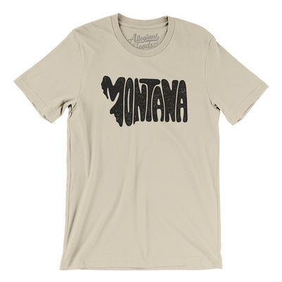 Montana State Shape Text Men/Unisex T-Shirt-Soft Cream-Allegiant Goods Co. Vintage Sports Apparel