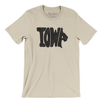 Iowa State Shape Text Men/Unisex T-Shirt-Soft Cream-Allegiant Goods Co. Vintage Sports Apparel
