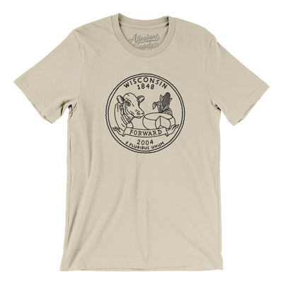 Wisconsin State Quarter Men/Unisex T-Shirt-Soft Cream-Allegiant Goods Co. Vintage Sports Apparel
