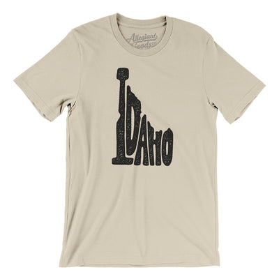 Idaho State Shape Text Men/Unisex T-Shirt-Soft Cream-Allegiant Goods Co. Vintage Sports Apparel