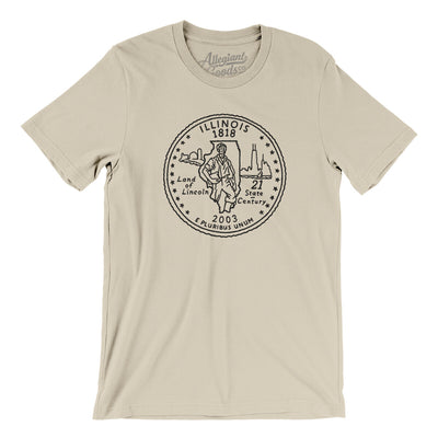 Illinois State Quarter Men/Unisex T-Shirt-Soft Cream-Allegiant Goods Co. Vintage Sports Apparel