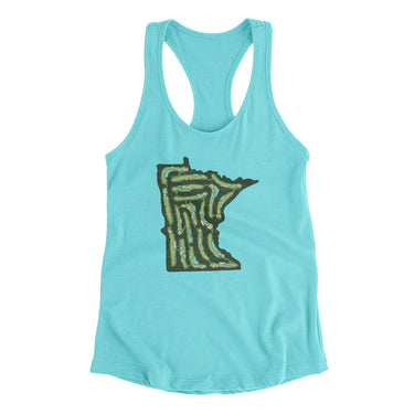 Minnesota Golf Course Women's Racerback Tank-Tahiti Blue-Allegiant Goods Co. Vintage Sports Apparel
