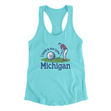 I Have A Tee Time In Michigan Women's Racerback Tank-Tahiti Blue-Allegiant Goods Co. Vintage Sports Apparel