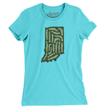 Indiana Golf Course Map Women's T-Shirt-Tahiti Blue-Allegiant Goods Co. Vintage Sports Apparel
