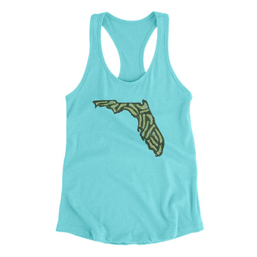 Florida Golf Course Women's Racerback Tank-Tahiti Blue-Allegiant Goods Co. Vintage Sports Apparel