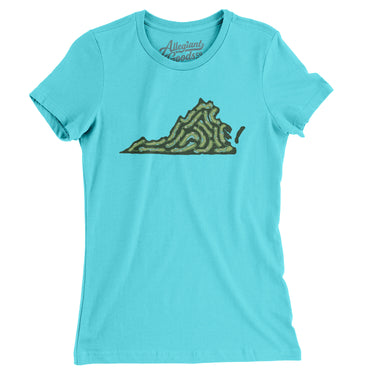 Virginia Golf Course Women's T-Shirt-Tahiti Blue-Allegiant Goods Co. Vintage Sports Apparel