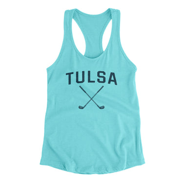 Tulsa Golf Women's Racerback Tank-Tahiti Blue-Allegiant Goods Co. Vintage Sports Apparel