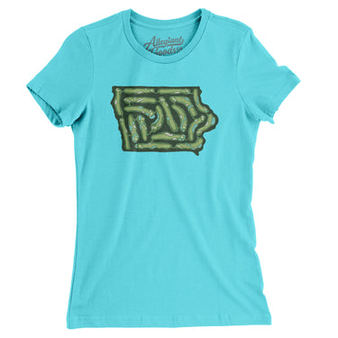 Iowa Golf Course Women's T-Shirt-Tahiti Blue-Allegiant Goods Co. Vintage Sports Apparel