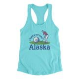 I Have A Tee Time In Alaska Women's Racerback Tank-Tahiti Blue-Allegiant Goods Co. Vintage Sports Apparel