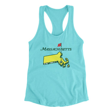 Massachusetts Golf Women's Racerback Tank-Tahiti Blue-Allegiant Goods Co. Vintage Sports Apparel