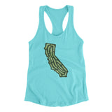 California Golf Course Women's Racerback Tank-Tahiti Blue-Allegiant Goods Co. Vintage Sports Apparel