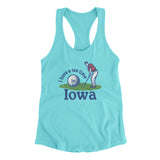 I Have A Tee Time In Iowa Women's Racerback Tank-Tahiti Blue-Allegiant Goods Co. Vintage Sports Apparel