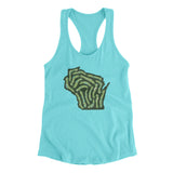 Wisconsin Golf Course Map Women's Racerback Tank-Tahiti Blue-Allegiant Goods Co. Vintage Sports Apparel