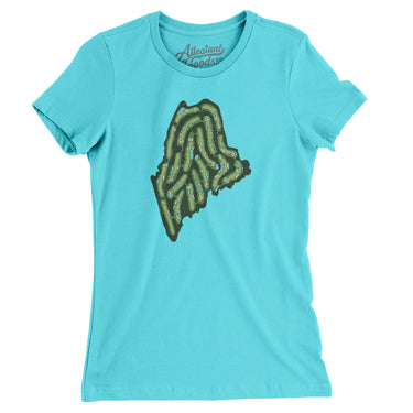 Maine Golf Course Women's T-Shirt-Tahiti Blue-Allegiant Goods Co. Vintage Sports Apparel