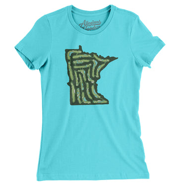 Minnesota Golf Course Women's T-Shirt-Tahiti Blue-Allegiant Goods Co. Vintage Sports Apparel