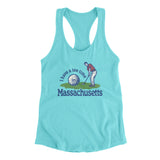 I Have A Tee Time In Massachusetts Women's Racerback Tank-Tahiti Blue-Allegiant Goods Co. Vintage Sports Apparel