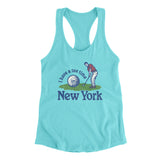 I Have A Tee Time In New York Women's Racerback Tank-Tahiti Blue-Allegiant Goods Co. Vintage Sports Apparel