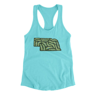 Nebraska Golf Course Women's Racerback Tank-Tahiti Blue-Allegiant Goods Co. Vintage Sports Apparel