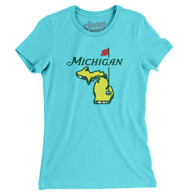 Michigan Golf Women's T-Shirt-Tahiti Blue-Allegiant Goods Co. Vintage Sports Apparel