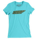 Tennessee Golf Course Map Women's T-Shirt-Tahiti Blue-Allegiant Goods Co. Vintage Sports Apparel