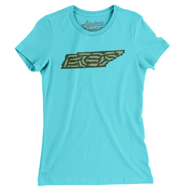 Tennessee Golf Course Map Women's T-Shirt-Tahiti Blue-Allegiant Goods Co. Vintage Sports Apparel
