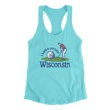 I Have A Tee Time In Wisconsin Women's Racerback Tank-Tahiti Blue-Allegiant Goods Co. Vintage Sports Apparel