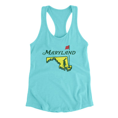 Maryland Golf Women's Racerback Tank-Tahiti Blue-Allegiant Goods Co. Vintage Sports Apparel