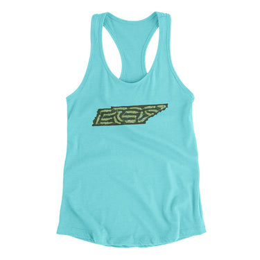 Tennessee Golf Course Map Women's Racerback Tank-Tahiti Blue-Allegiant Goods Co. Vintage Sports Apparel