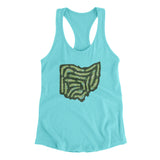Ohio Golf Course Map Women's Racerback Tank-Tahiti Blue-Allegiant Goods Co. Vintage Sports Apparel