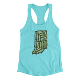 Indiana Golf Course Map Women's Racerback Tank-Tahiti Blue-Allegiant Goods Co. Vintage Sports Apparel