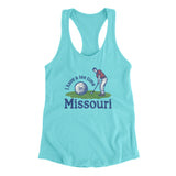 I Have A Tee Time In Missouri Women's Racerback Tank-Tahiti Blue-Allegiant Goods Co. Vintage Sports Apparel