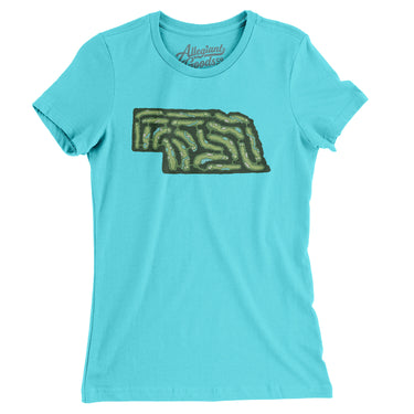 Nebraska Golf Course Women's T-Shirt-Tahiti Blue-Allegiant Goods Co. Vintage Sports Apparel